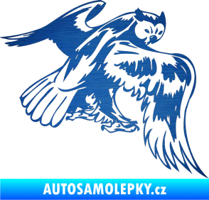 Samolepka Predators 100 pravá sova škrábaný kov modrý