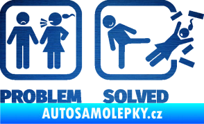 Samolepka Problem? Solved 001 škrábaný kov modrý