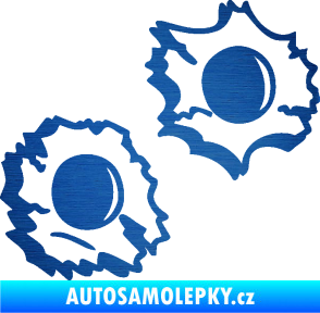 Samolepka Průstřely 001 pravá škrábaný kov modrý