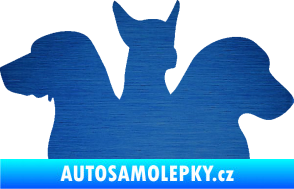 Samolepka Psi 001 pravá skupinka škrábaný kov modrý