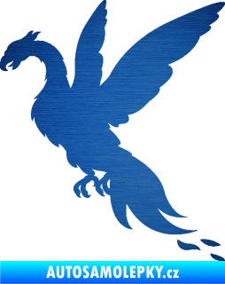 Samolepka Pták Fénix 001 levá škrábaný kov modrý