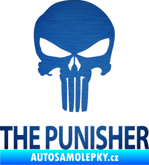 Samolepka Punisher 002 s nápisem škrábaný kov modrý