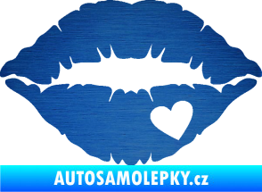 Samolepka Pusa 004 se srdíčkem pravá škrábaný kov modrý