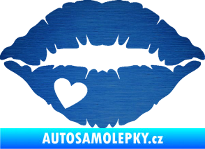 Samolepka Pusa 004 se srdíčkem levá škrábaný kov modrý