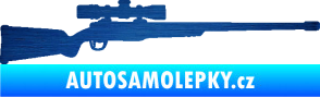 Samolepka Puška 002 pravá lovecká škrábaný kov modrý