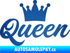 Samolepka Queen nápis s korunou škrábaný kov modrý