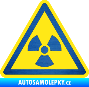 Samolepka Radioactive barevný trojúhelník škrábaný kov modrý