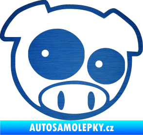 Samolepka Rally pig 001 pravá škrábaný kov modrý