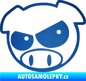 Samolepka Rally pig 002 levá škrábaný kov modrý