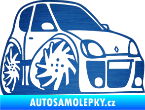 Samolepka Renault Clio sport karikatura pravá škrábaný kov modrý