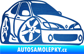 Samolepka Renault Megane karikatura pravá škrábaný kov modrý