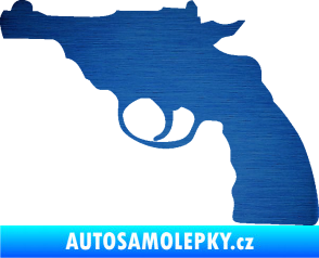 Samolepka Revolver 001 levá škrábaný kov modrý