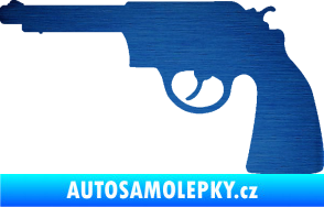 Samolepka Revolver 002 levá škrábaný kov modrý