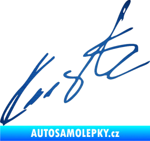 Samolepka Podpis Roman Kresta  škrábaný kov modrý