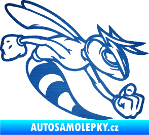 Samolepka Rozzuřená vosa 001 pravá škrábaný kov modrý