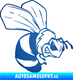 Samolepka Rozzuřená vosa 002 pravá škrábaný kov modrý