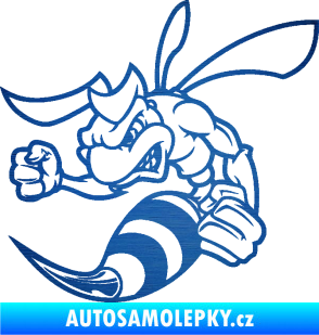 Samolepka Rozzuřená vosa 003 levá škrábaný kov modrý