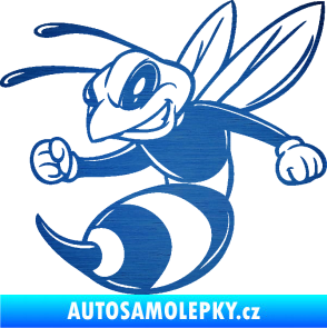 Samolepka Rozzuřená vosa 006 levá škrábaný kov modrý