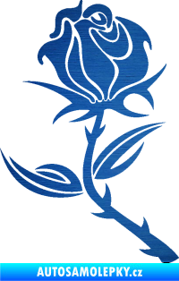 Samolepka Růže 002 levá škrábaný kov modrý