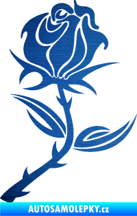 Samolepka Růže 002 pravá škrábaný kov modrý