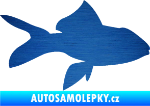 Samolepka Ryba 002 pravá škrábaný kov modrý