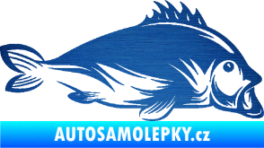 Samolepka Ryba 003 pravá škrábaný kov modrý