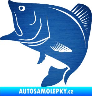 Samolepka Ryba 009 levá škrábaný kov modrý