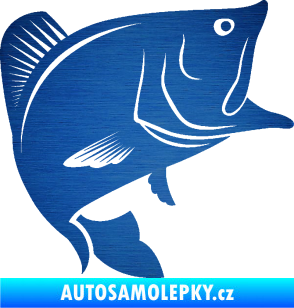 Samolepka Ryba 009 pravá škrábaný kov modrý