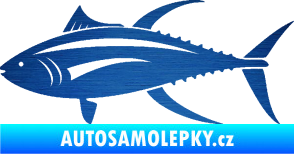 Samolepka Ryba 013 levá tuňák škrábaný kov modrý