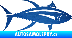 Samolepka Ryba 013 pravá tuňák škrábaný kov modrý
