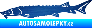 Samolepka Ryba 020 levá jeseter škrábaný kov modrý