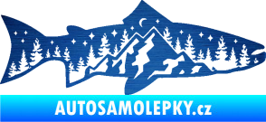 Samolepka Ryba 021 pravá noční rybaření škrábaný kov modrý