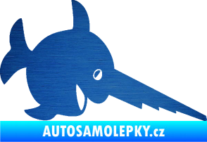Samolepka Ryba 023 piloun pravá škrábaný kov modrý
