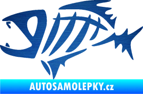 Samolepka Ryba kostra  007 levá škrábaný kov modrý