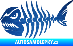 Samolepka Ryba kostra 004 levá škrábaný kov modrý