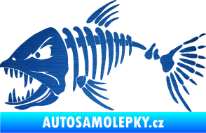 Samolepka Ryba kostra 005 levá škrábaný kov modrý