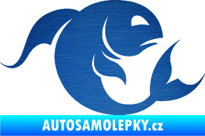 Samolepka Ryby 002 pravá škrábaný kov modrý