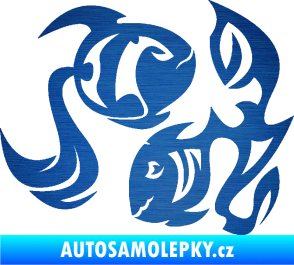 Samolepka Ryby 003 pravá škrábaný kov modrý