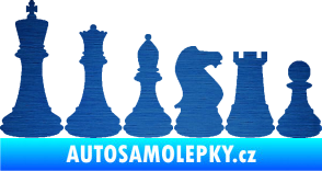 Samolepka Šachy 001 levá škrábaný kov modrý
