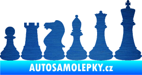 Samolepka Šachy 001 pravá škrábaný kov modrý
