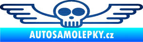 Samolepka Samolepka na zadní sklo 001 lebka s křídly škrábaný kov modrý