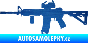 Samolepka Samopal 003 levá škrábaný kov modrý