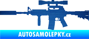 Samolepka Samopal 006 levá škrábaný kov modrý
