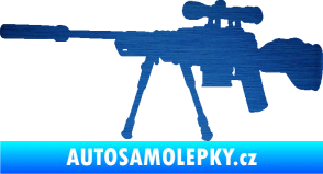 Samolepka Samopal 008 levá škrábaný kov modrý