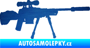 Samolepka Samopal 008 pravá škrábaný kov modrý