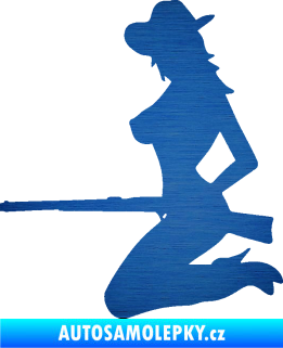 Samolepka Sexy country girl levá škrábaný kov modrý