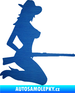 Samolepka Sexy country girl pravá škrábaný kov modrý