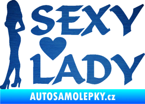 Samolepka Sexy lady nápis se ženou škrábaný kov modrý
