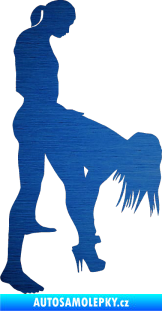 Samolepka Sexy siluety 032 škrábaný kov modrý