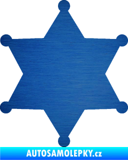 Samolepka Sheriff 002 hvězda škrábaný kov modrý
